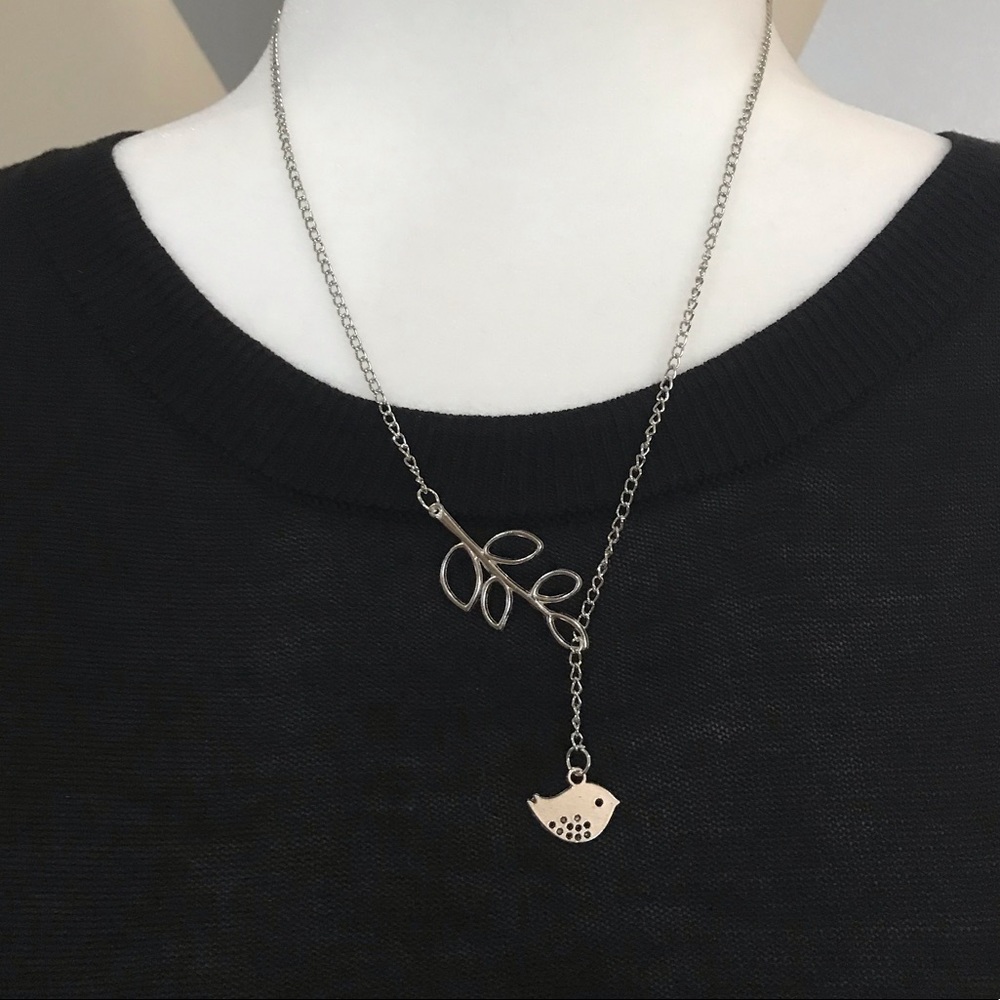 Silver Branch & Bird Necklace